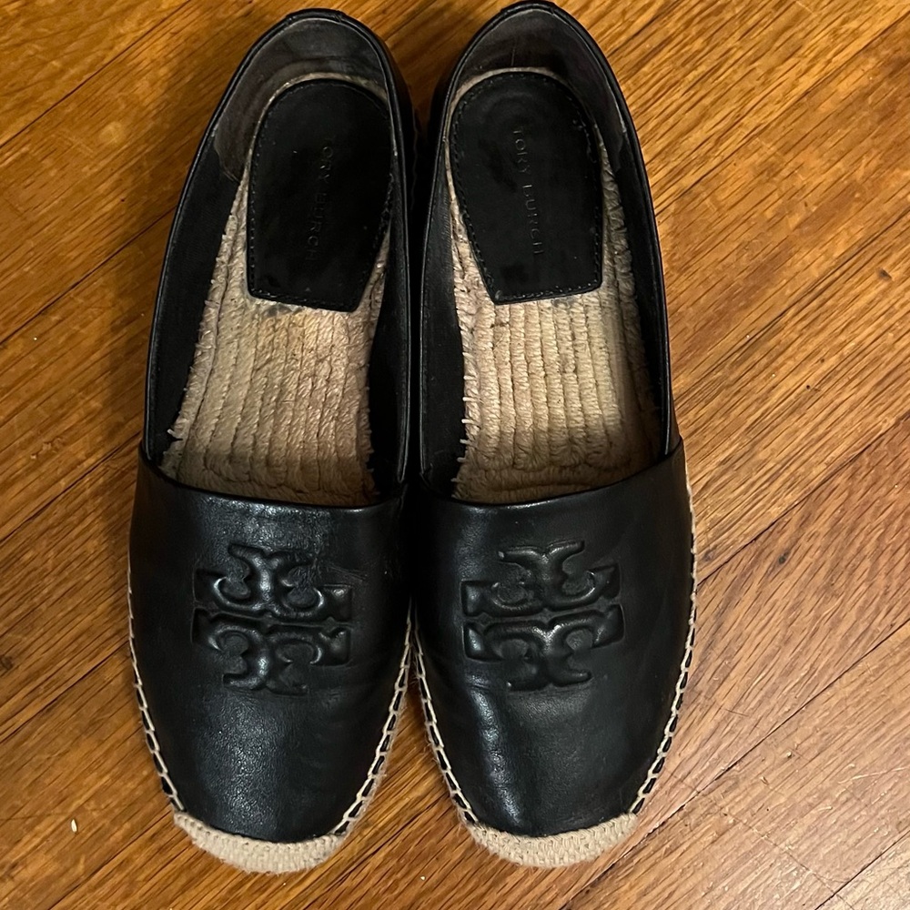 Tory Burch Black Everly Leather Espadrille Nevada Retro